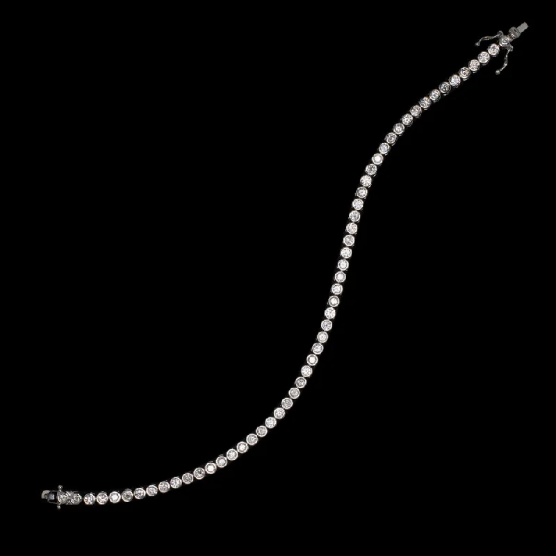 Elegant Ruby-Set Bracelets For Bold Glam-3 CARAT DIAMOND TENNIS BRACELET 14k WHITE GOLD BEZEL CLASSIC ROUND BRILLIANT CUT