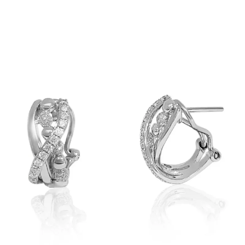 Sparkling Hoop Earrings For Elegant Style-White Gold Diamond Lever Back Earrings