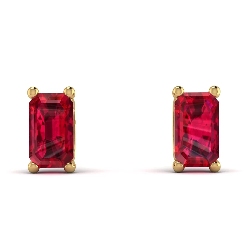 Crystal Drop Earrings For Sparkling Looks-Hidden Diamonds Emerald Cut Ruby Earrings - Angel No. 55