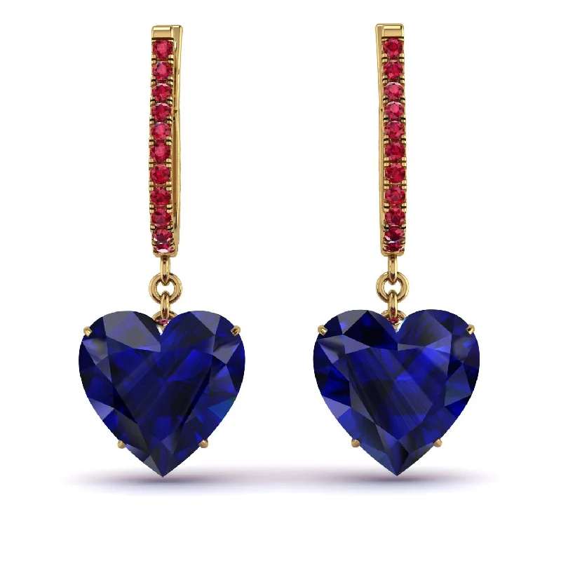 Trendy Earrings For College Students-Heart Sapphire Earrings - Noelle No. 58