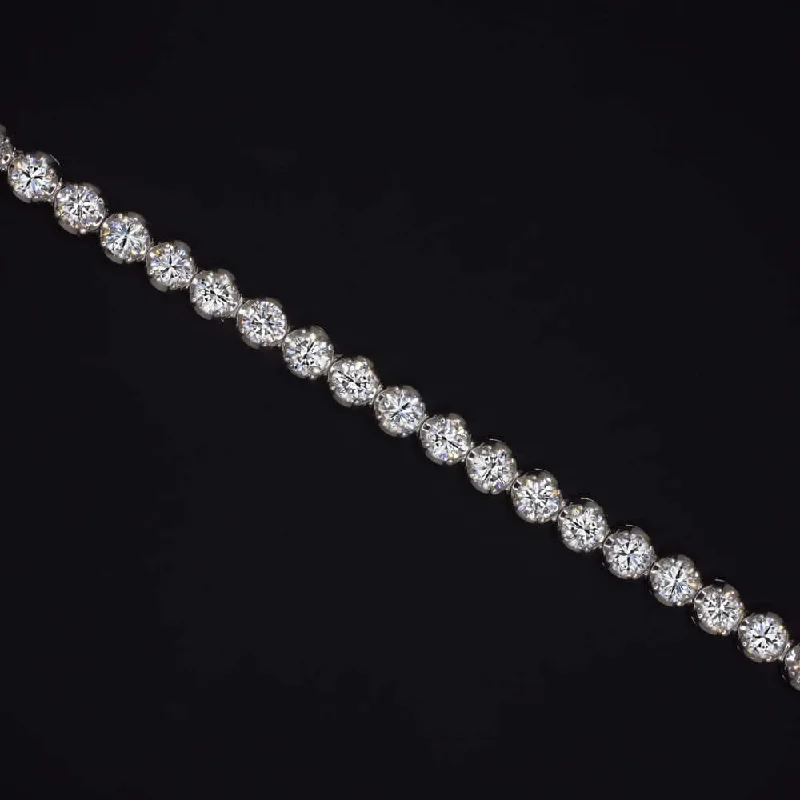 Gorgeous Crystal-Set Bracelets For Evening Glam-5.00ct LAB CREATED DIAMOND TENNIS BRACELET 14k WHITE GOLD CLASSIC ROUND CUT 5ct