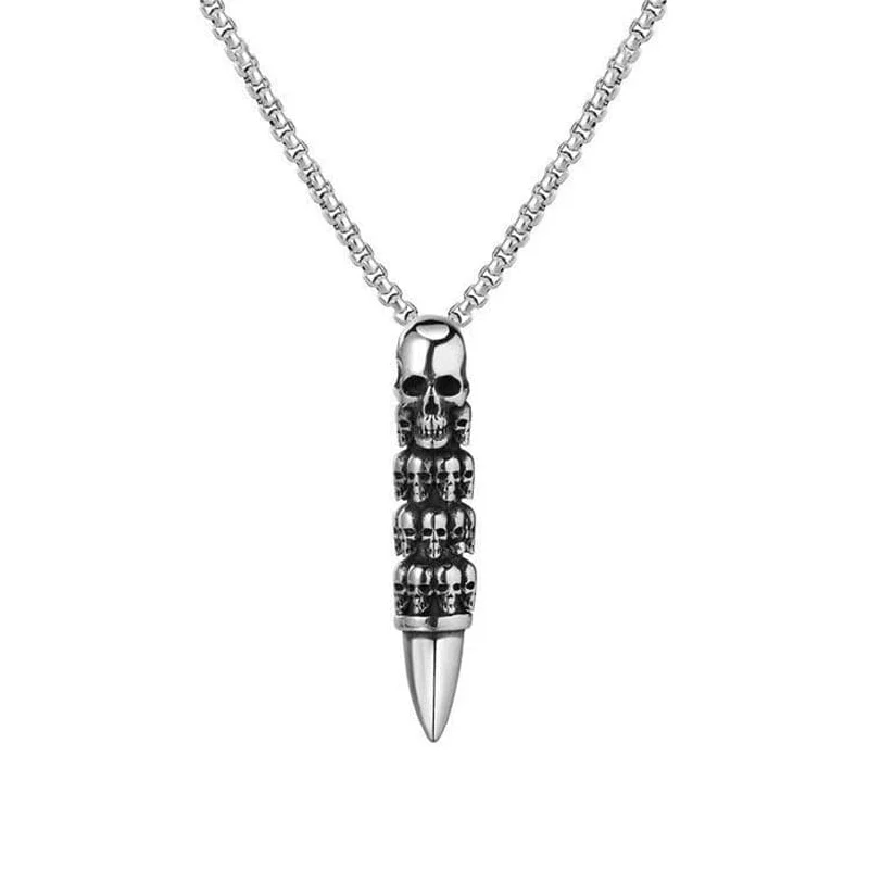 Men's Punk Skull Bullet Necklace