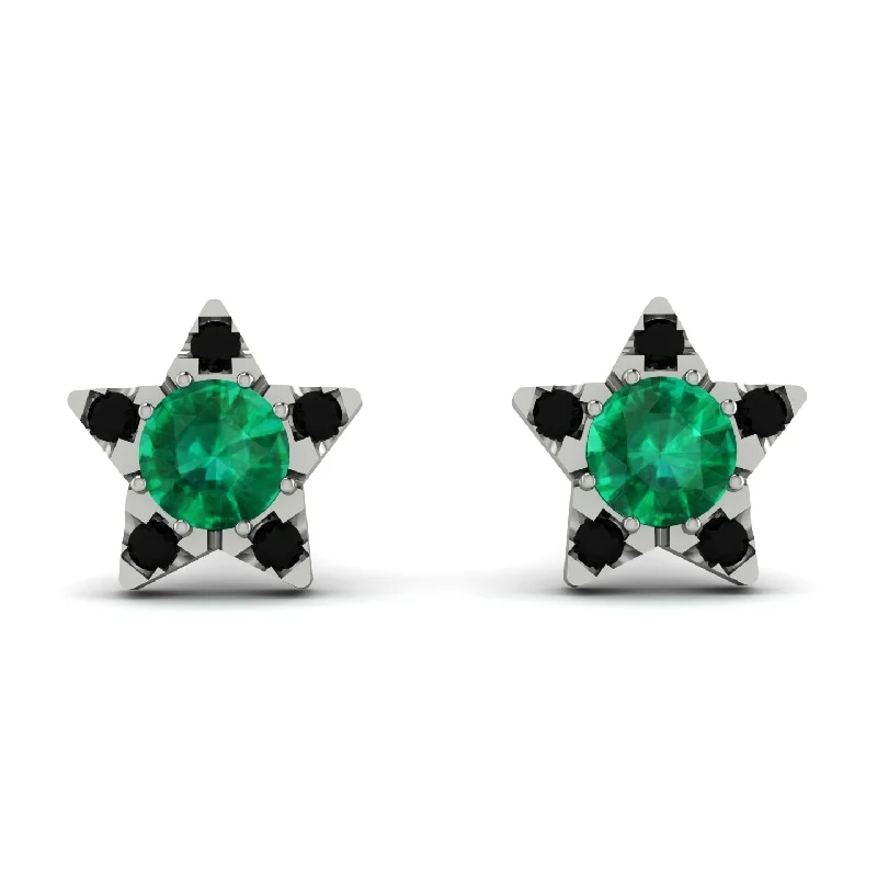 Fashionable Gold Earrings For Special Occasions-Star Halo Emerald Earrings - Zelda No. 36