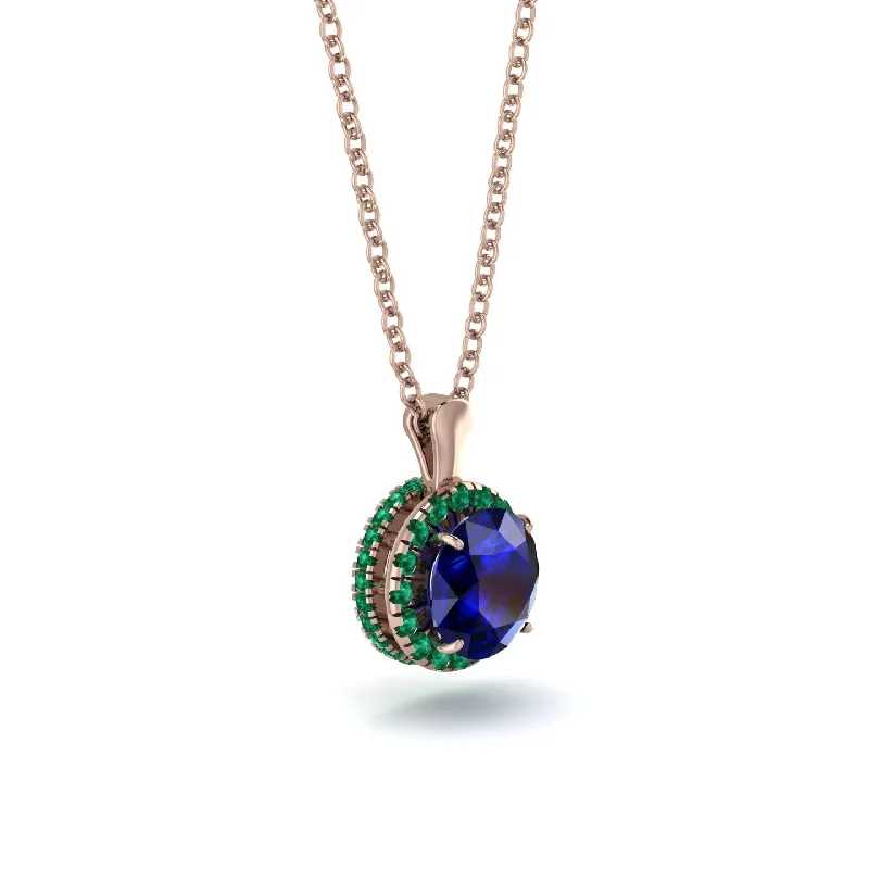 Hidden Halo Sapphire Necklace - Catalina No. 29