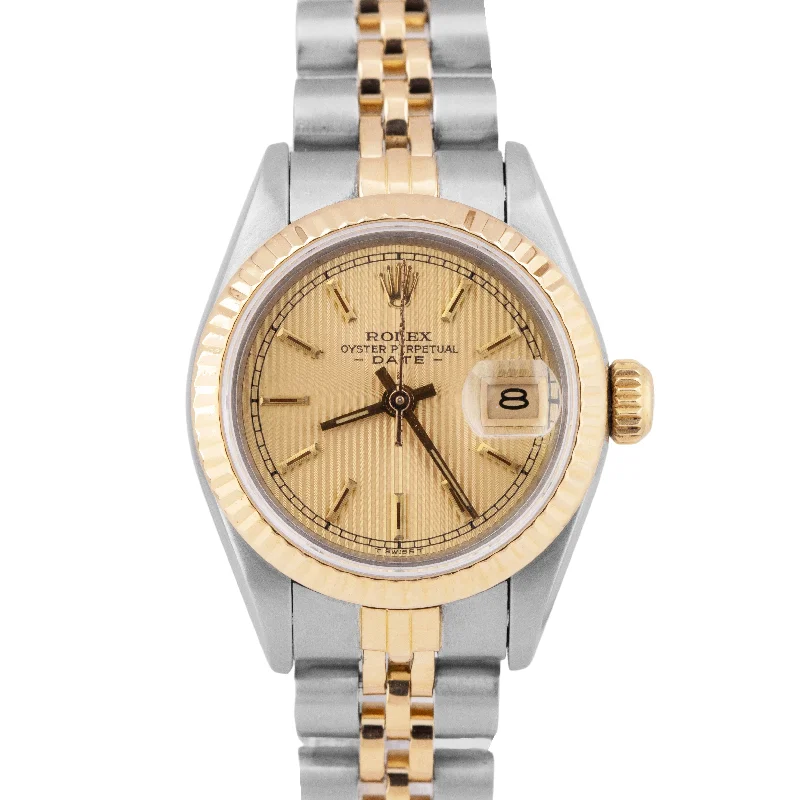 High-Tech Sports Watches For Running and Cycling-Rolex DateJust 26mm Champagne Tapestry Two-Tone 18K Gold Stainless Jubilee 69173