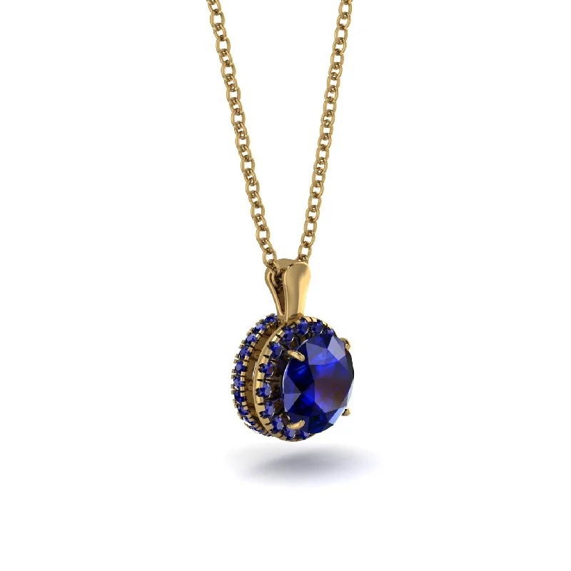 Hidden Halo Sapphire Necklace - Catalina No. 73