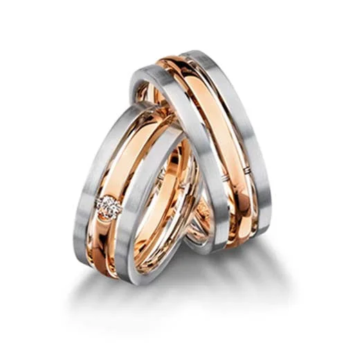 Bold Engagement Rings For Creative Proposals-Palladium And 18k Rose Gold 7.5mm Wedding Band