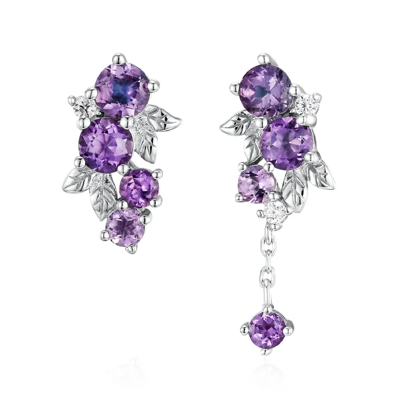 Fashionable Gold Earrings For Trendy Fashion-Violet Grapevine Amethyst Earrings