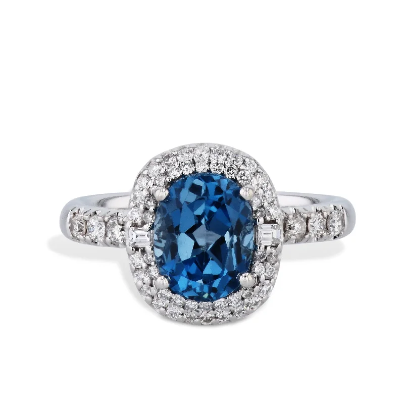 Stunning Sapphire Rings For Bridal Glam-London Blue Topaz Diamond Estate Ring