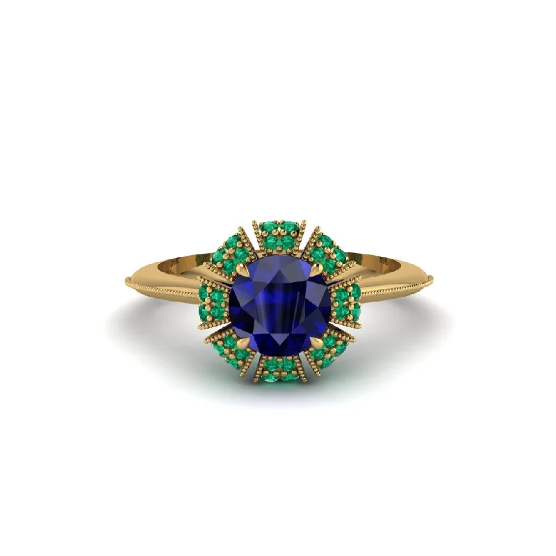 Sparkling Gemstone Engagement Rings For Brides-Emerald Crown Halo Engagement Ring - Annie No. 28