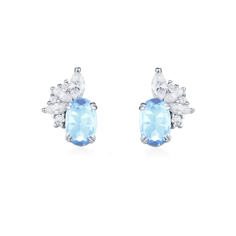 Unique Gold Earrings For Vintage Style-Twilight Star Sky Blue Topaz Earrings