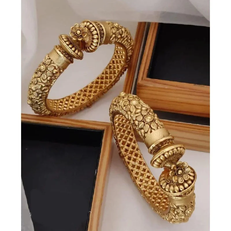 Affordable Bangles For Everyday Wear-Akruti Collection Gold Plated Openable Bangles Set