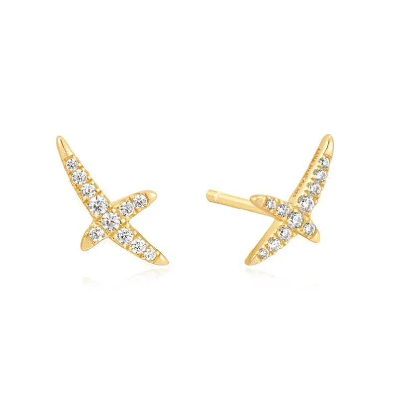 Artistic Drop Earrings For Bold Looks-Gold Kiss Pave Stud Earrings