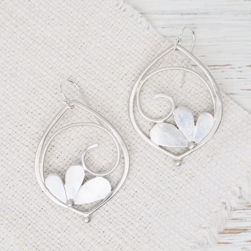 Stylish Earrings For Office Wear-Framed Spiral Three Petal Earrings