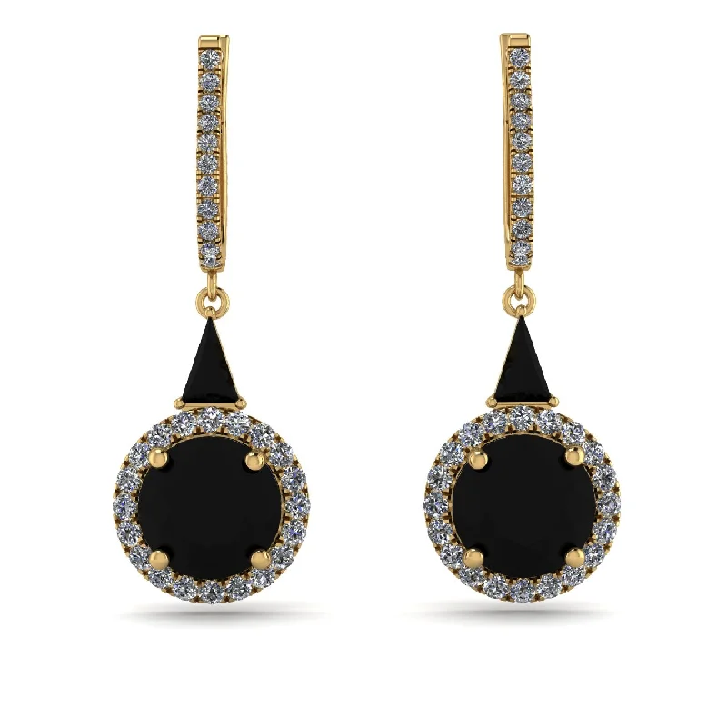 Luxury Earrings For High-End Fashion-Hidden Halo Black Diamond Earrings - Joanna No. 7