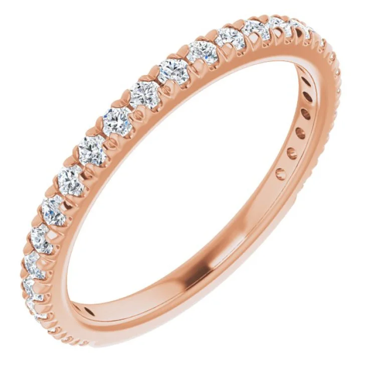 Affordable Wedding Bands For Budget-Conscious Couples-14K Rose 3/8 CTW Natural Diamond French-Set Anniversary Band