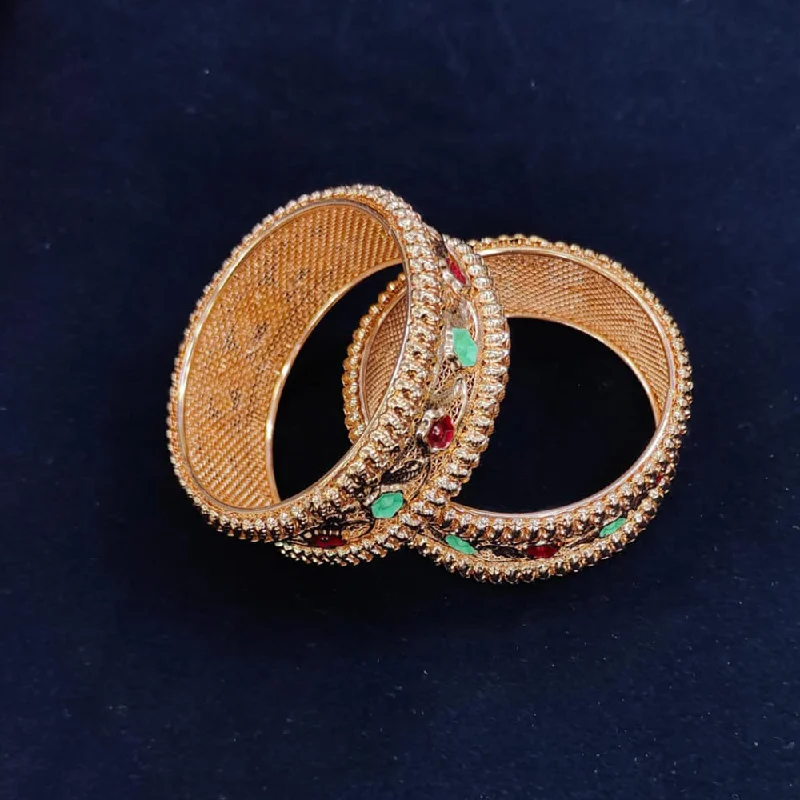 Trendy Handcrafted Bangles For Unique Style-Pooja Bangles Rose Gold Plated Bangles Set