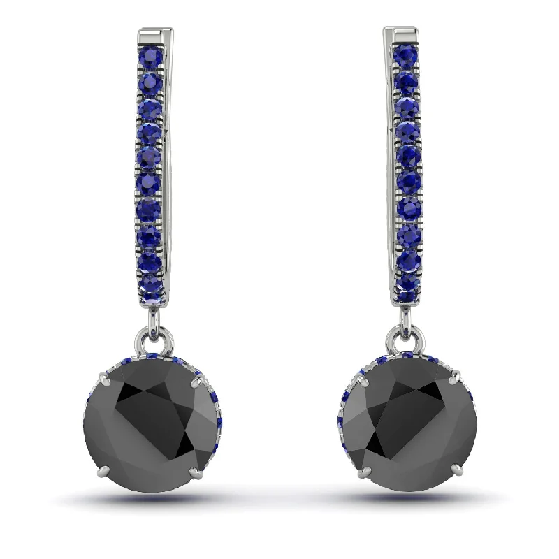 Handmade Resin Earrings For Bold Style-Black Diamond Dangle Earrings With Hidden Halo - Adaline No. 69