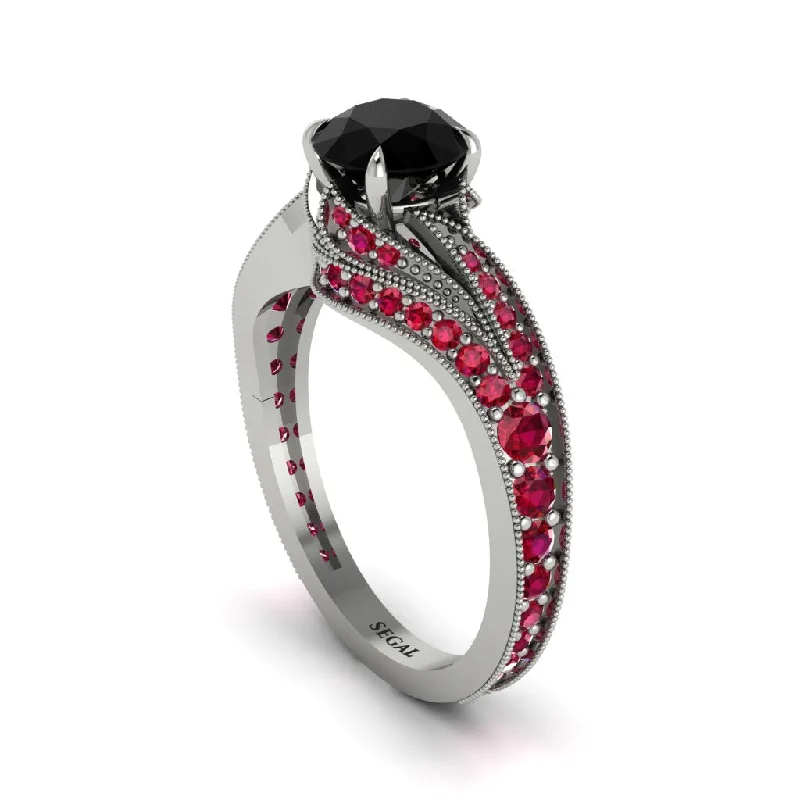 Gorgeous Wedding Rings For Bridal Glam-Ruby 14K Gold Pave Engagement Ring - Magnolia No. 54