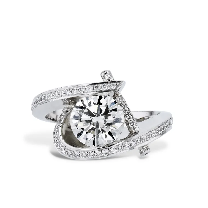 Custom Engagement Rings For Personalized Proposals-Diamond Platinum Pave Estate Ring