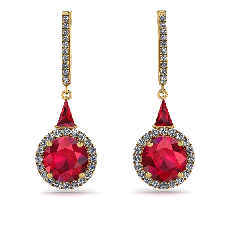 Fun Earrings For Playful Looks-Hidden Halo Ruby Earrings - Joanna No. 10