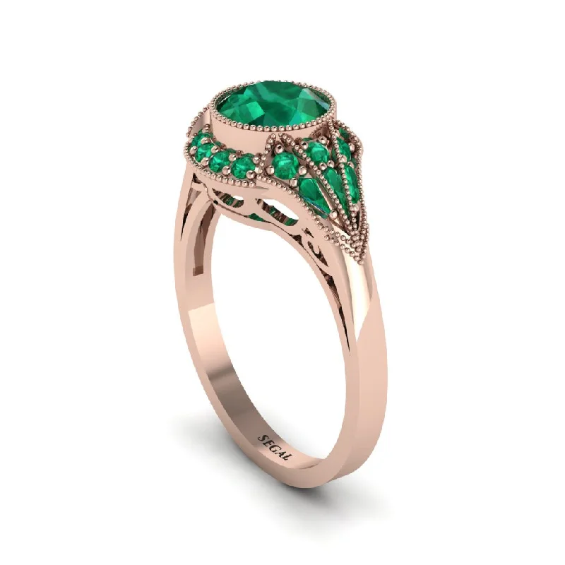 Customizable Stackable Rings For Personalized Fashion-Emerald Vintage-Inspired Besel Engagement Ring - Makenzie No. 20