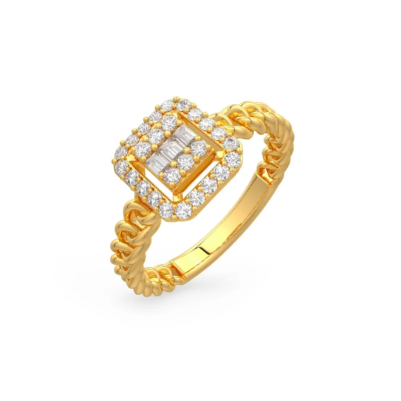 Luxury Engagement Rings For Brides-to-Be-Emerald Illusion Gold Links Band