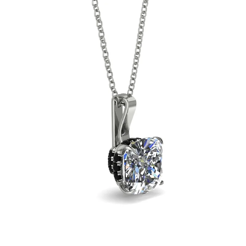 Hidden Halo Cushion Diamond Necklace - Alivia No. 33