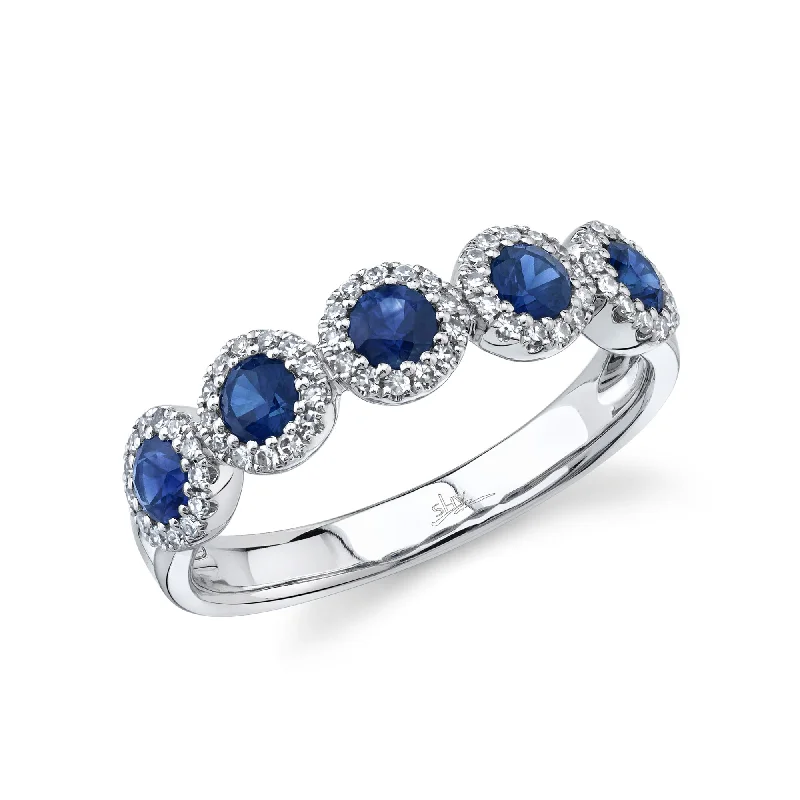 Unique Gemstone Rings For Colorful Fashion-White Gold Pave Diamond Sapphire Ring