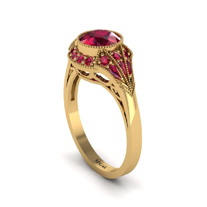 Unique Custom Engagement Rings For Brides-Ruby Vintage-Inspired Besel Engagement Ring - Makenzie No. 55