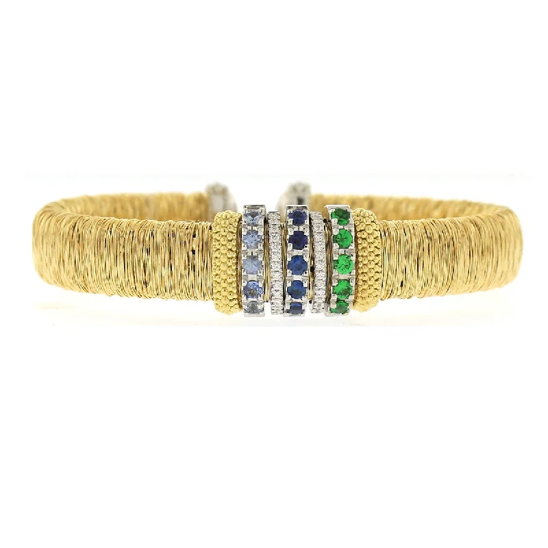 Affordable Cuff Bracelets For Budget-Friendly Wear-Bracelet with Sapphires, Tsavorites and Diamonds