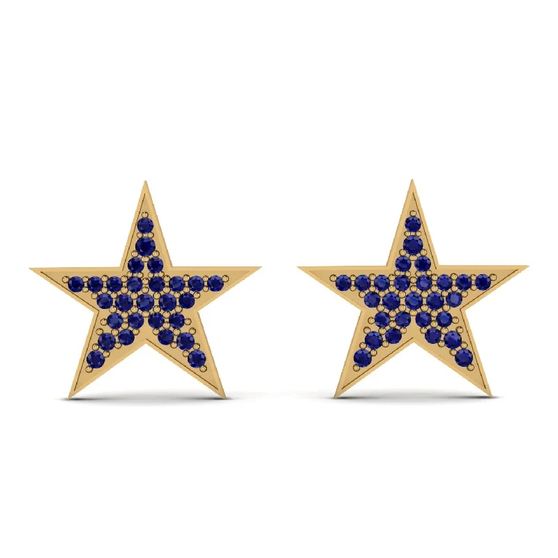 Handmade Gemstone Earrings For Unique Style-Star Stud Sapphire Earrings - Star No. 13