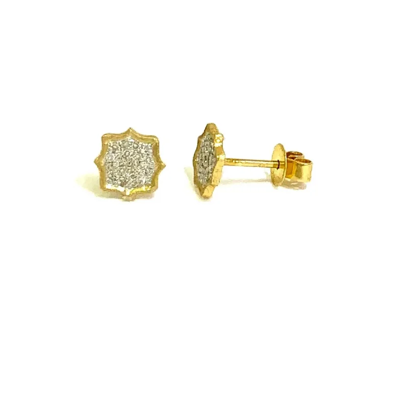 Summer Earrings For Beach Vibes-Yellow Gold Diamond Cluster Earrings