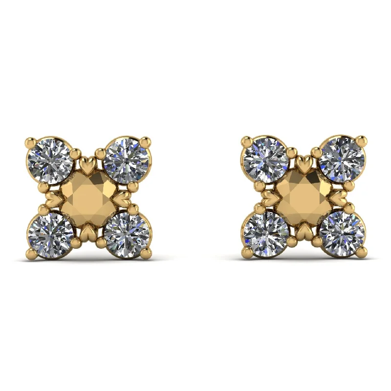 Unique Resin Earrings For Fashionistas-Geometric diamond Earrings Golden Diamond - Jayda No. 1