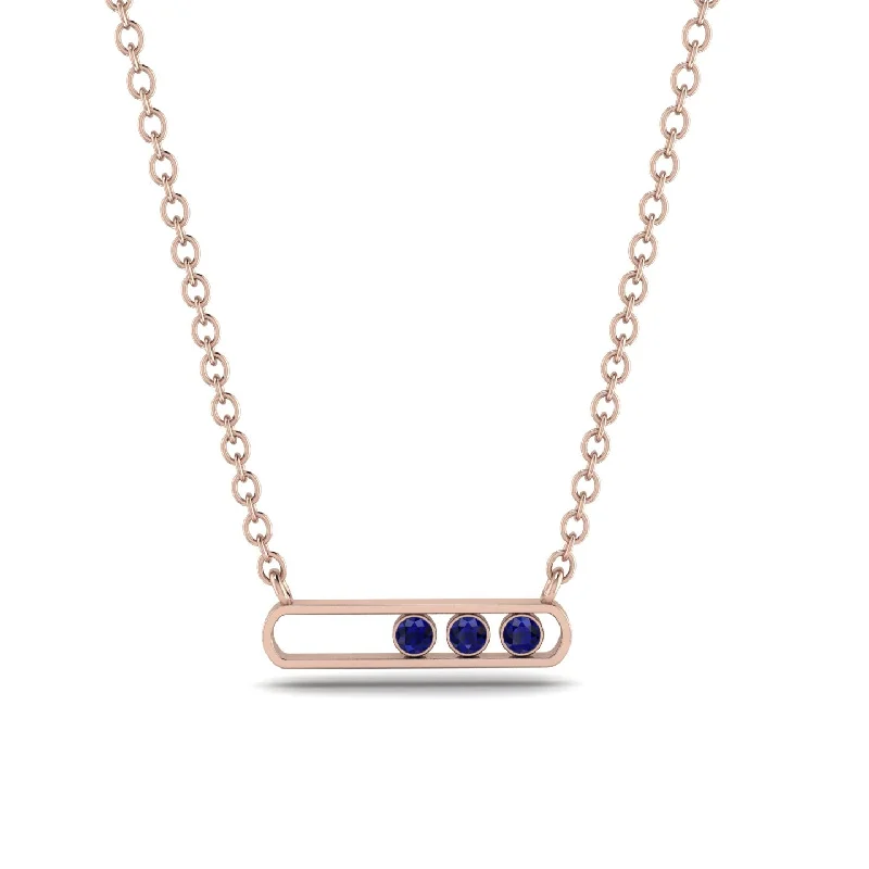 3 Sapphire Stone Hollow Necklace - Zaria No. 14