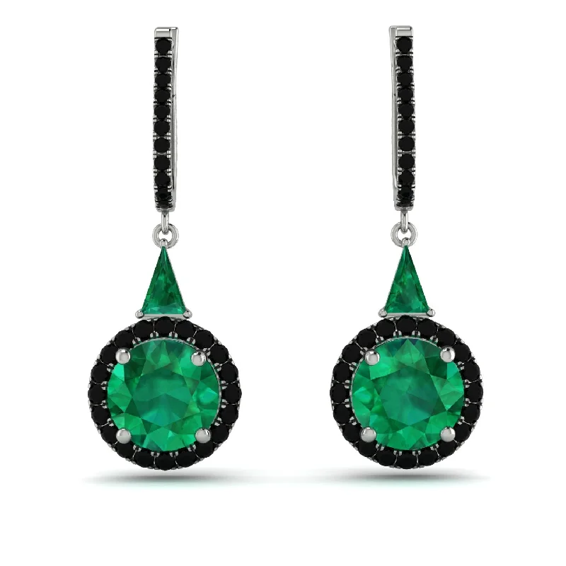 Fashionable Resin Earrings For Bright Styles-Hidden Halo Emerald Earrings - Joanna No. 36