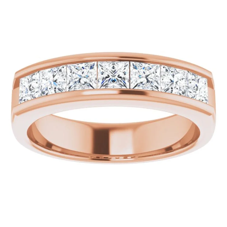 Simple Wedding Rings For Minimalist Couples-14K Rose 1 3/4 CTW Natural Diamond Band