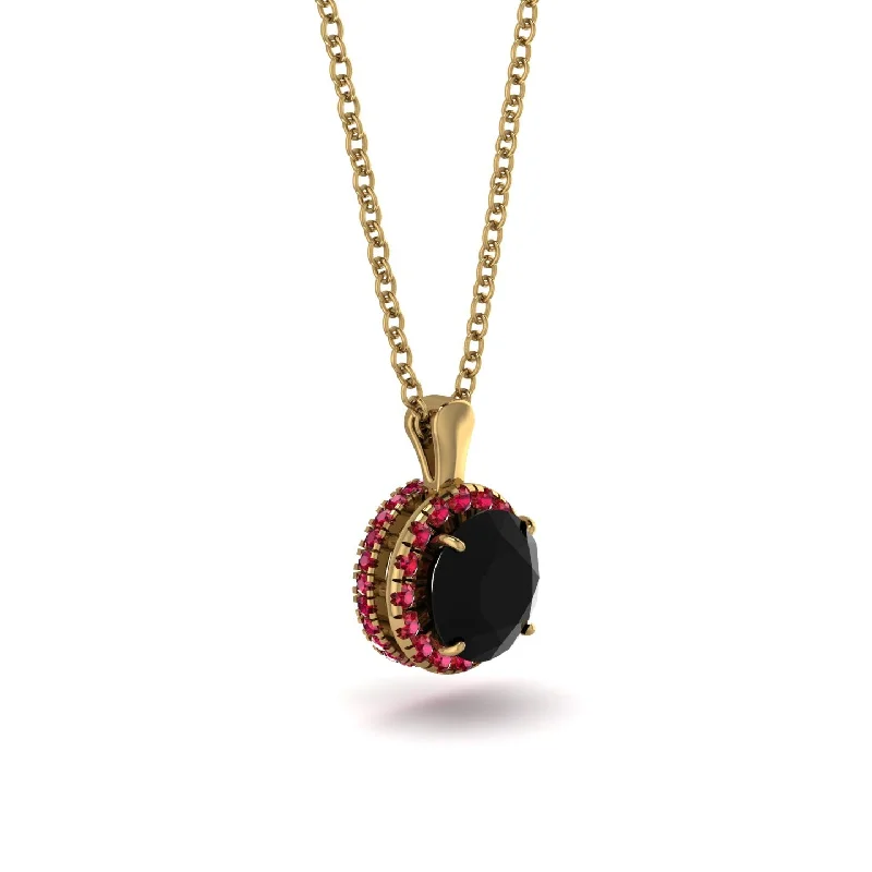 Hidden Halo Black Diamond Necklace - Catalina No. 52