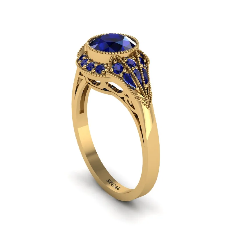 Luxury Gemstone Wedding Rings For Special Occasions-Sapphire Vintage-Inspired Besel Engagement Ring - Makenzie No. 73