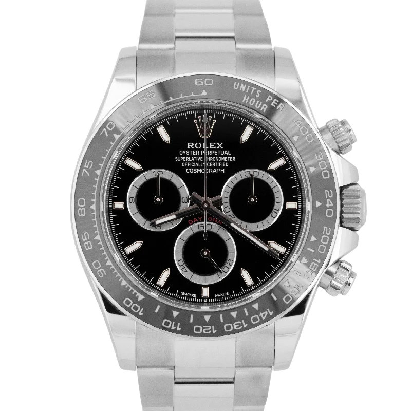 Elegant Diamond Watches For Special Occasions-2024 NEW PAPERS Rolex Daytona Cosmograph Black 40mm Steel Watch 126500 LN BOX