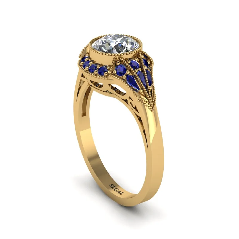 Classic Engagement Rings For Elegant Glam-Sapphire Vintage-Inspired Besel Engagement Ring - Makenzie No. 61