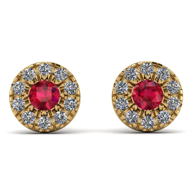 Classic Pearl Earrings For Wedding Glam-Halo Ruby Earrings - Heaven No. 10