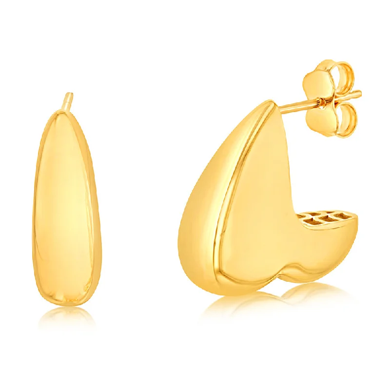 Oversized Earrings For Bold Statements-9ct Yellow Gold Heart Half Hoop Earrings