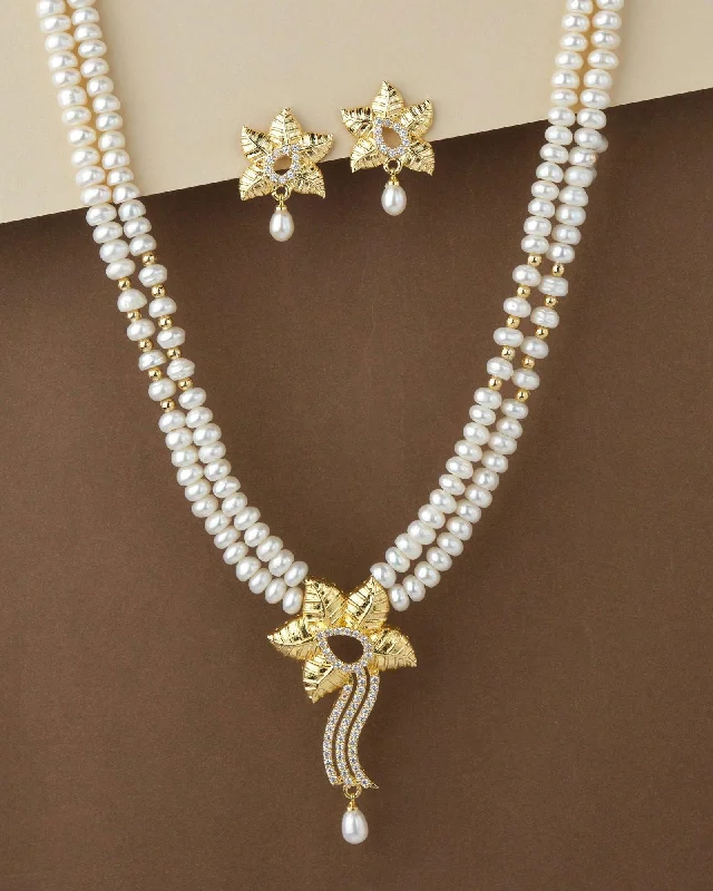 Floral Real Pearl Necklace Set S23535