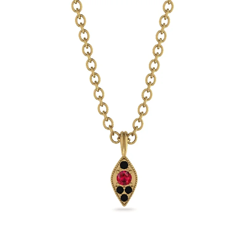 Milgrain Black Diamond Necklace - Jessie No. 40