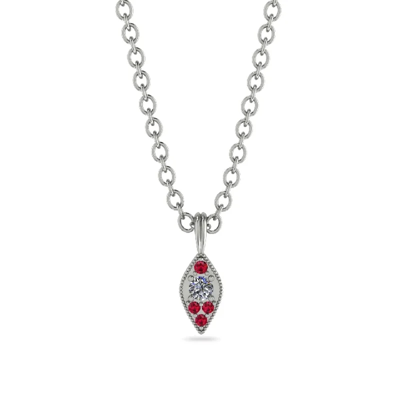 Milgrain Ruby Necklace - Jessie No. 48