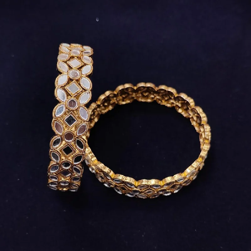 Unique Ethnic Bangles For Cultural Fashion-Pooja Bangles Gold Plated Mirror Bangles s Set