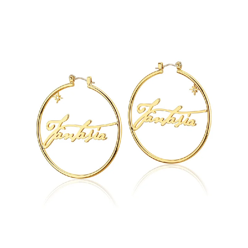 Colorful Gemstone Earrings For Bold Looks-Disney Fantasia Gold Plated 50mm Hoop Earrings