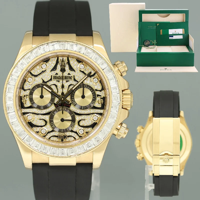 Minimalist Watches For Sleek Fashion-PAPERS Rolex Oysterflex Daytona 116518LN Gold Custom Eye of the Tiger Diamond Watch