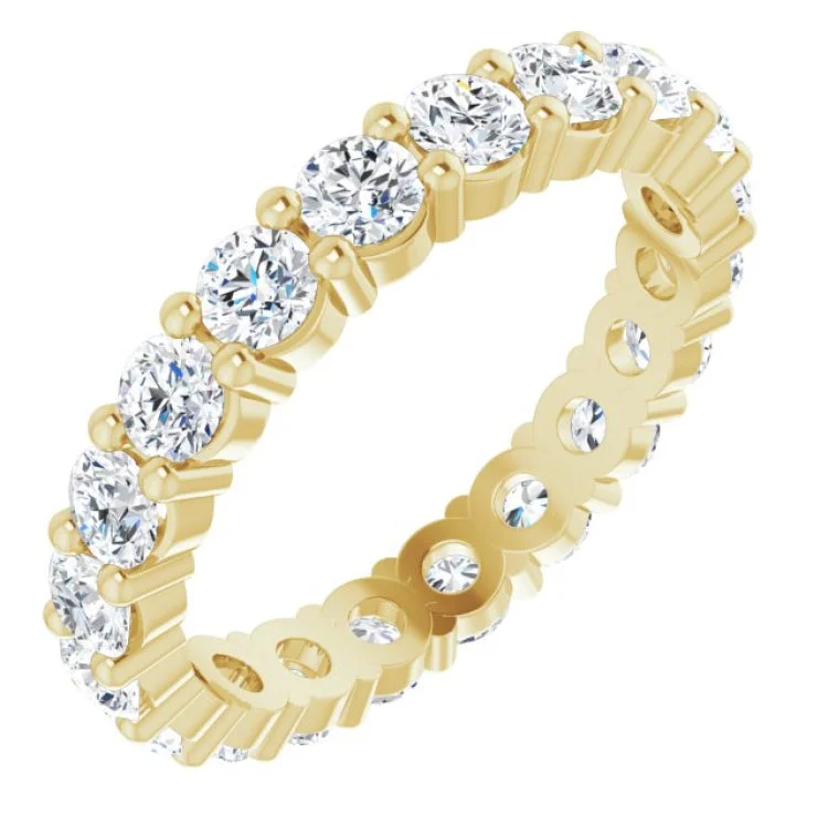 Classic Solitaire Wedding Rings For Elegant Glam-14K Yellow 2 CTW Lab-Grown Diamond Eternity Band Size 6.5